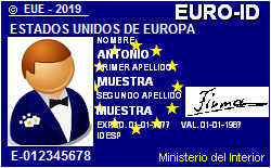 Fig. 2 - Personalausweis von einem Kerneuropäer der 2. Finalgeneration des Bundesstaates von Spanien.