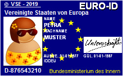 Fig. 1 - Personalausweis von einem Kerneuropäer der 2. Finalgeneration des Bundesstaates von Deutschland.